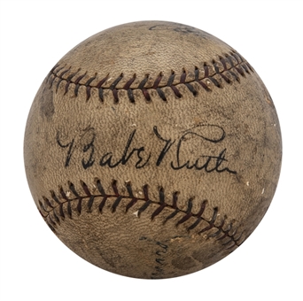 1927-28 World Champion New York Yankees Multi Signed Baseball with Babe Ruth, Lou Gehrig, Herb Pennock, and Bob Meusel (Beckett)